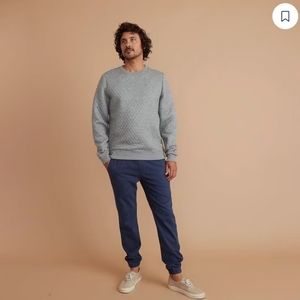 MARINE LAYERCorbet Quilted Crewneck in Light Grey Heather